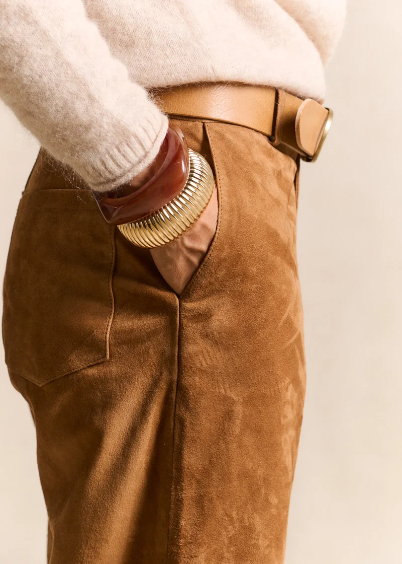 Pantalon droit en cuir