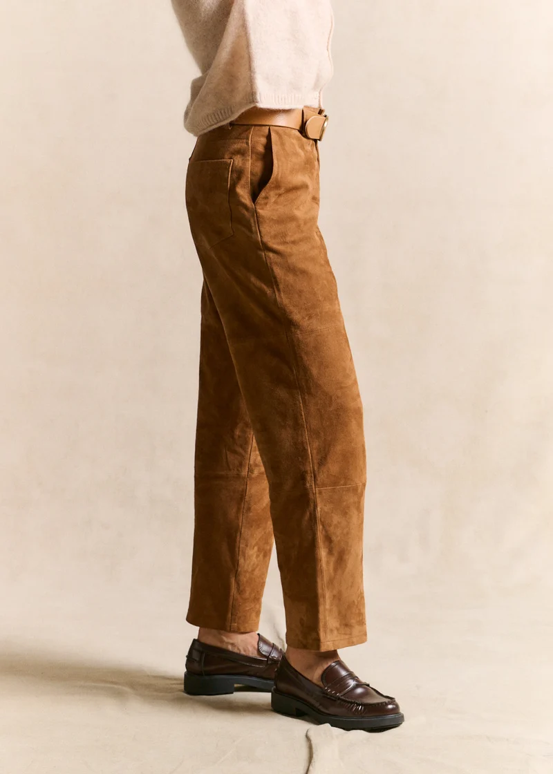 Pantalon droit en cuir