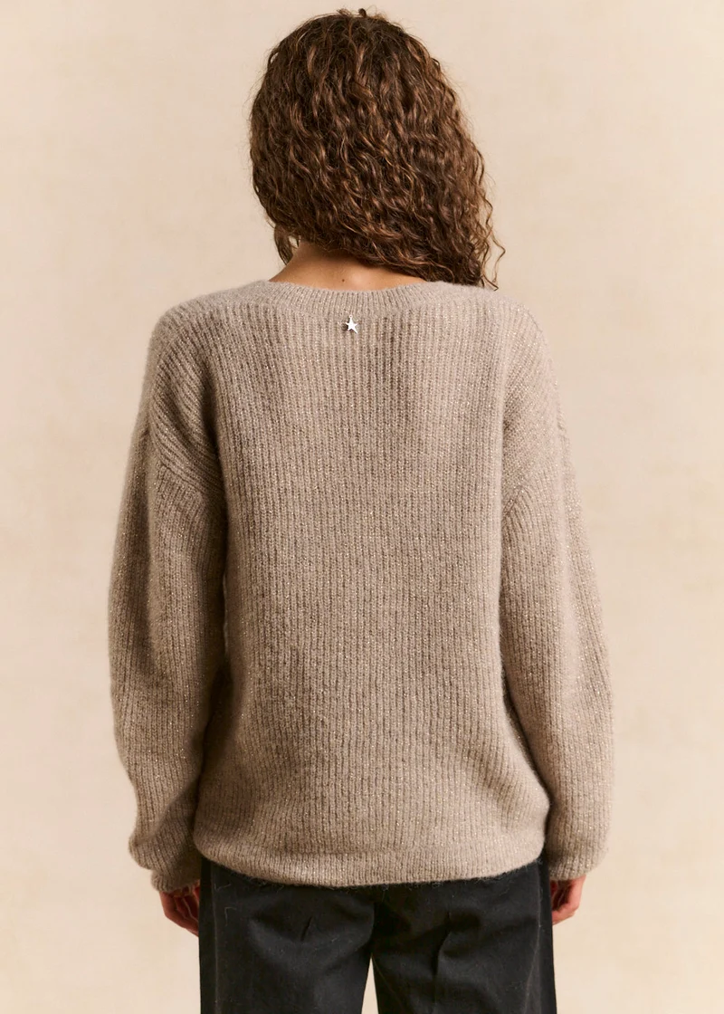 Pull scintillant col en V