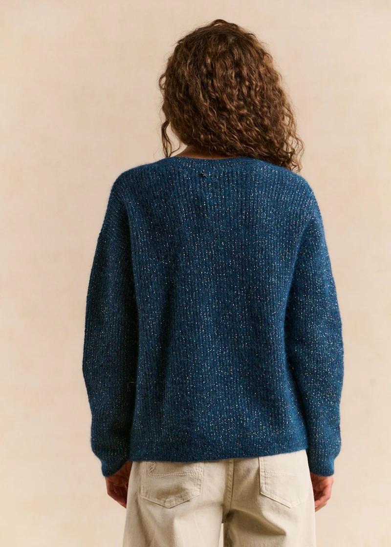 Pull scintillant col en V