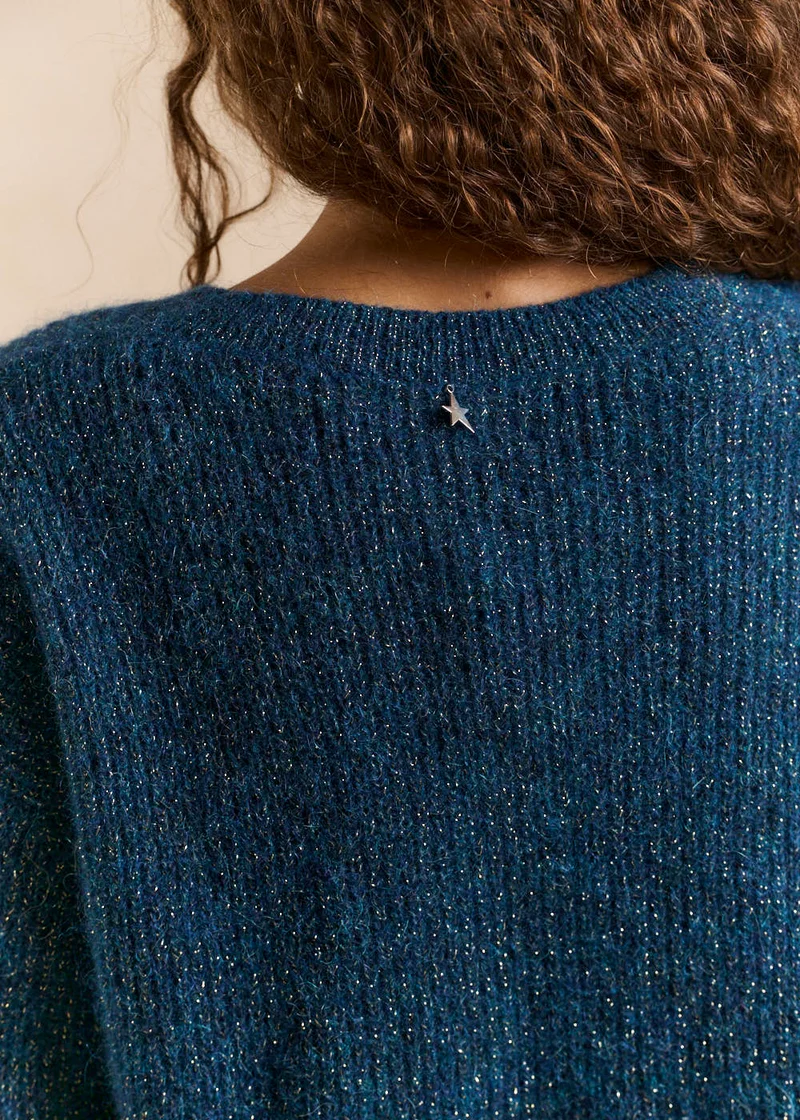 Pull scintillant col en V