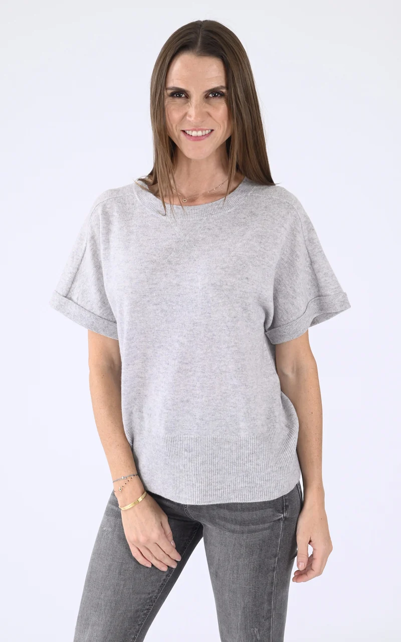 T-shirt manches courtes cachemire gris