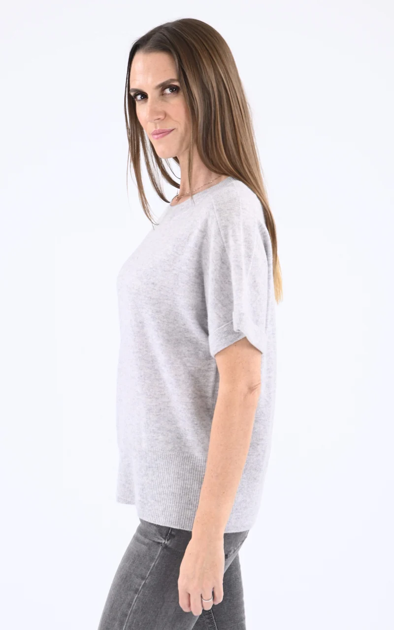 T-shirt manches courtes cachemire gris