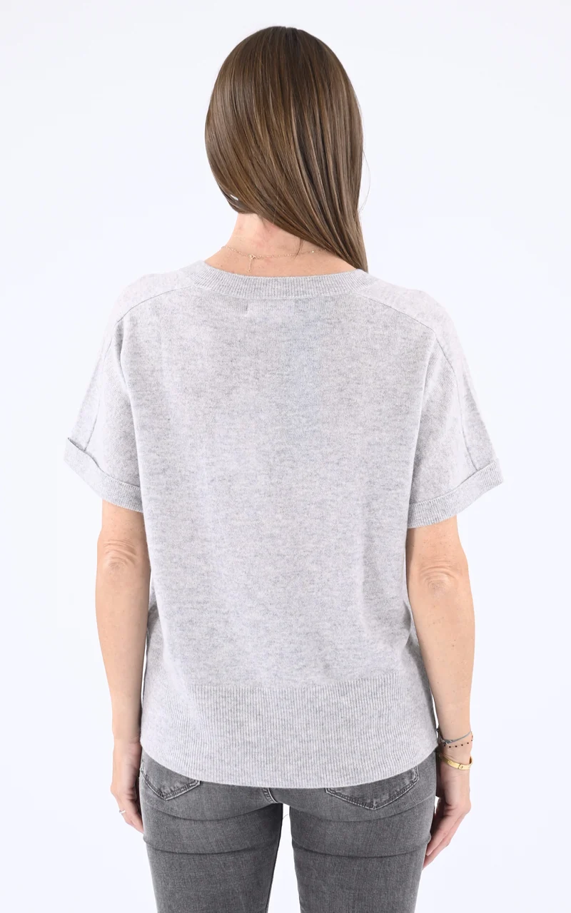 T-shirt manches courtes cachemire gris