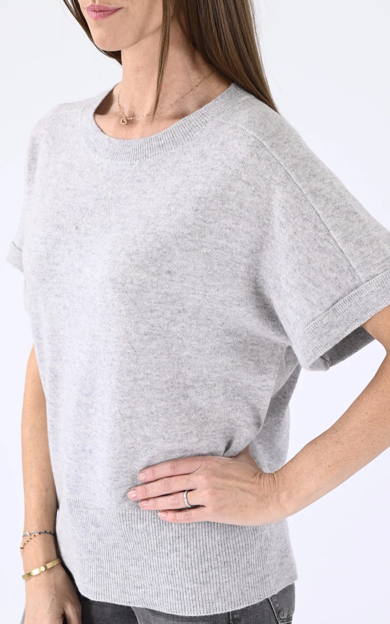 T-shirt manches courtes cachemire gris