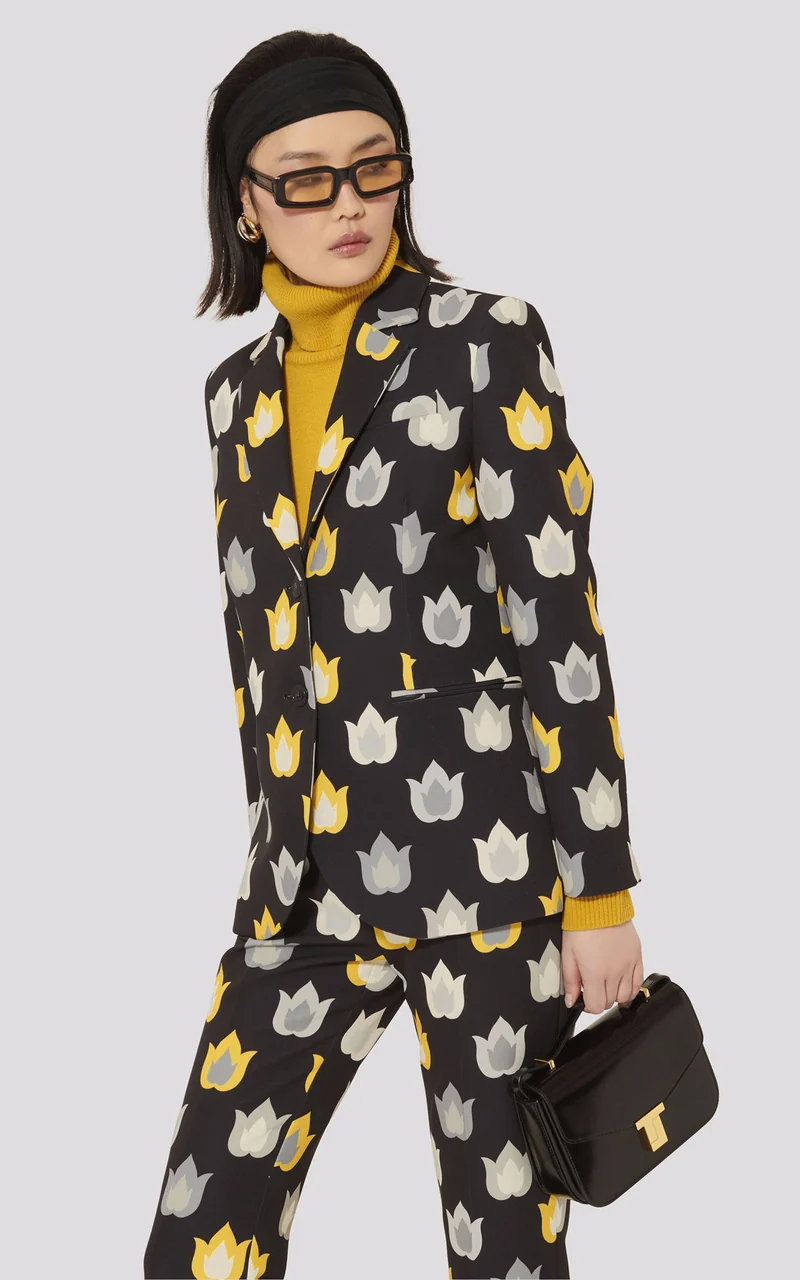 Veste tailleur imprimée noir