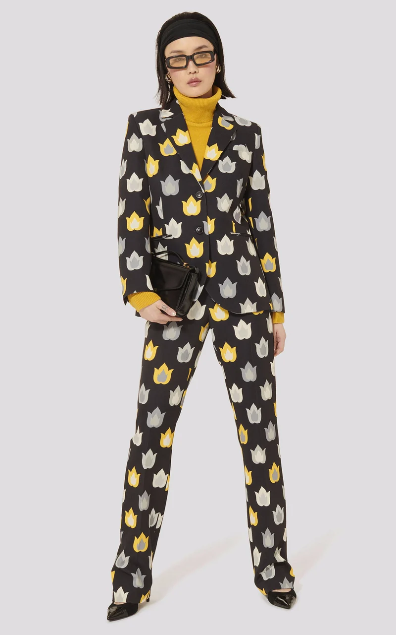 Veste tailleur imprimée noir