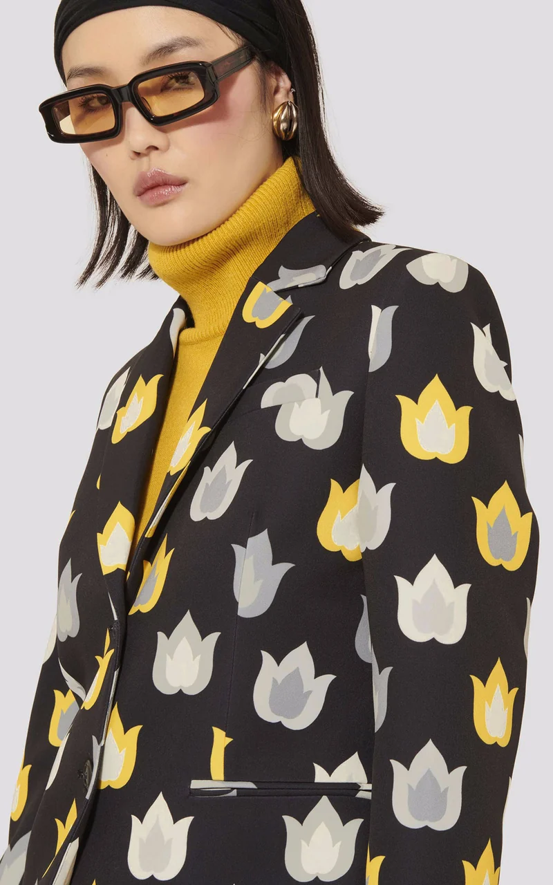 Veste tailleur imprimée noir