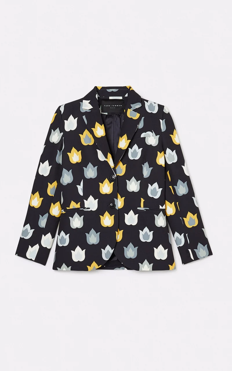 Veste tailleur imprimée noir