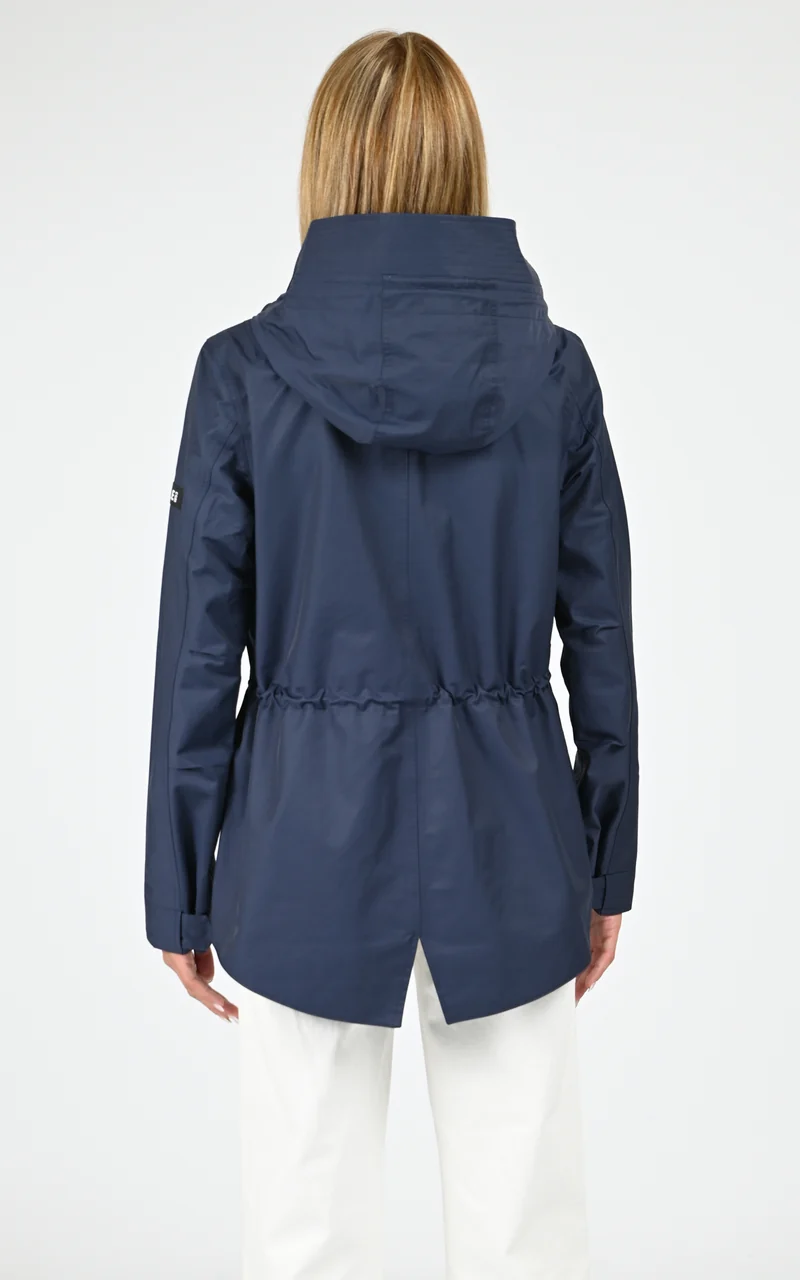 Parka mi-longue à capuche bleu marine