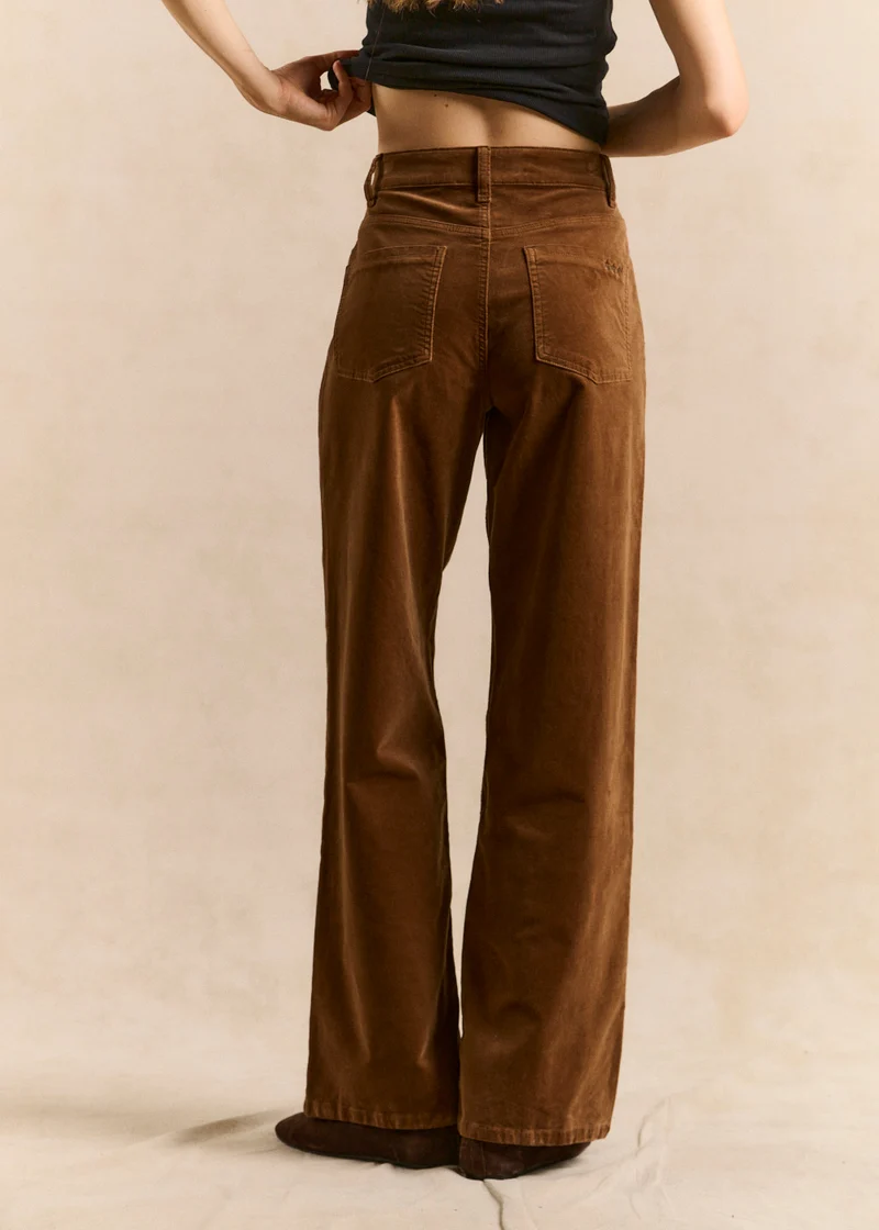 Pantalon velours droit taille haute