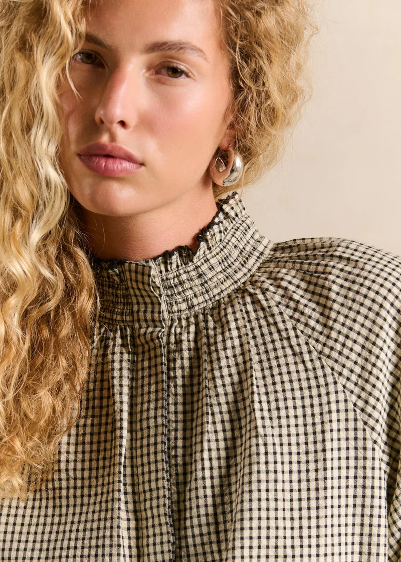 Blouse vichy coton brodé