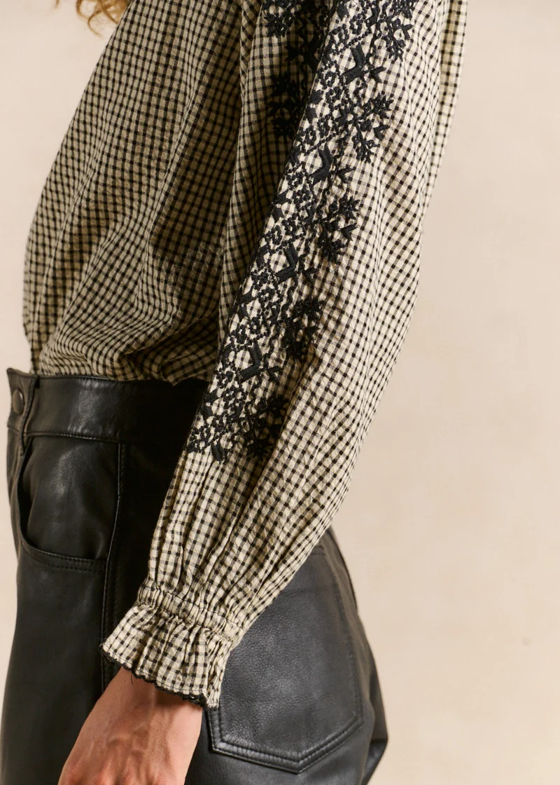 Blouse vichy coton brodé
