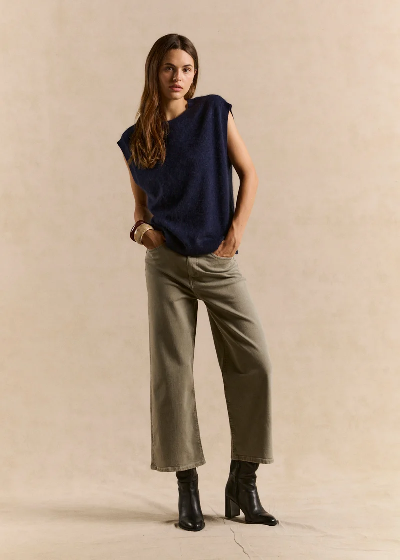 Jean taille haute coupe large 7/8