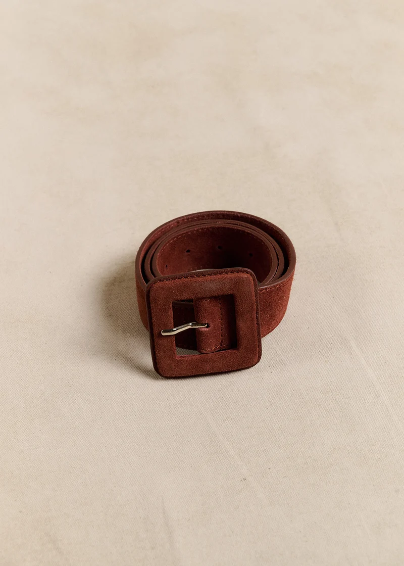 Ceinture cuir large boucle carrée