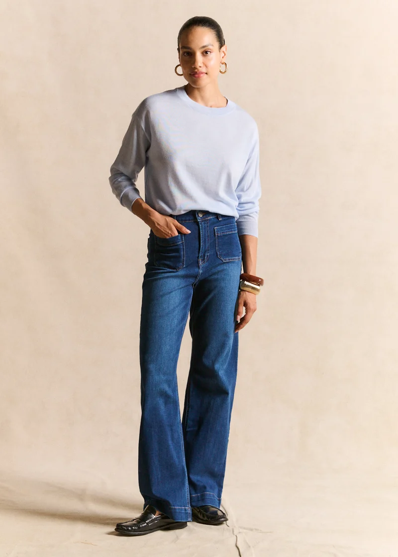 Jean à jambes larges et taille haute