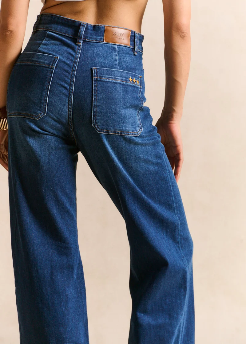 Jean à jambes larges et taille haute