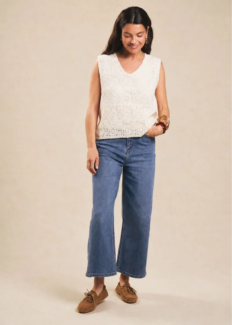 Jean taille haute coupe large 7/8