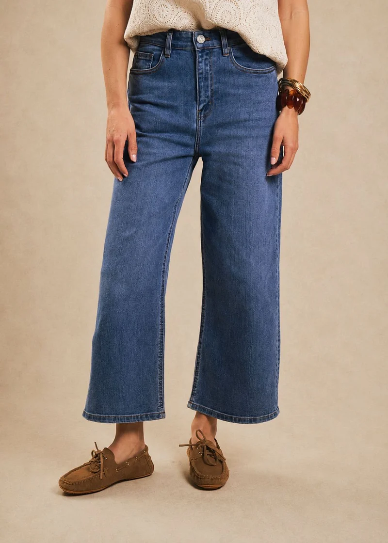 Jean taille haute coupe large 7/8
