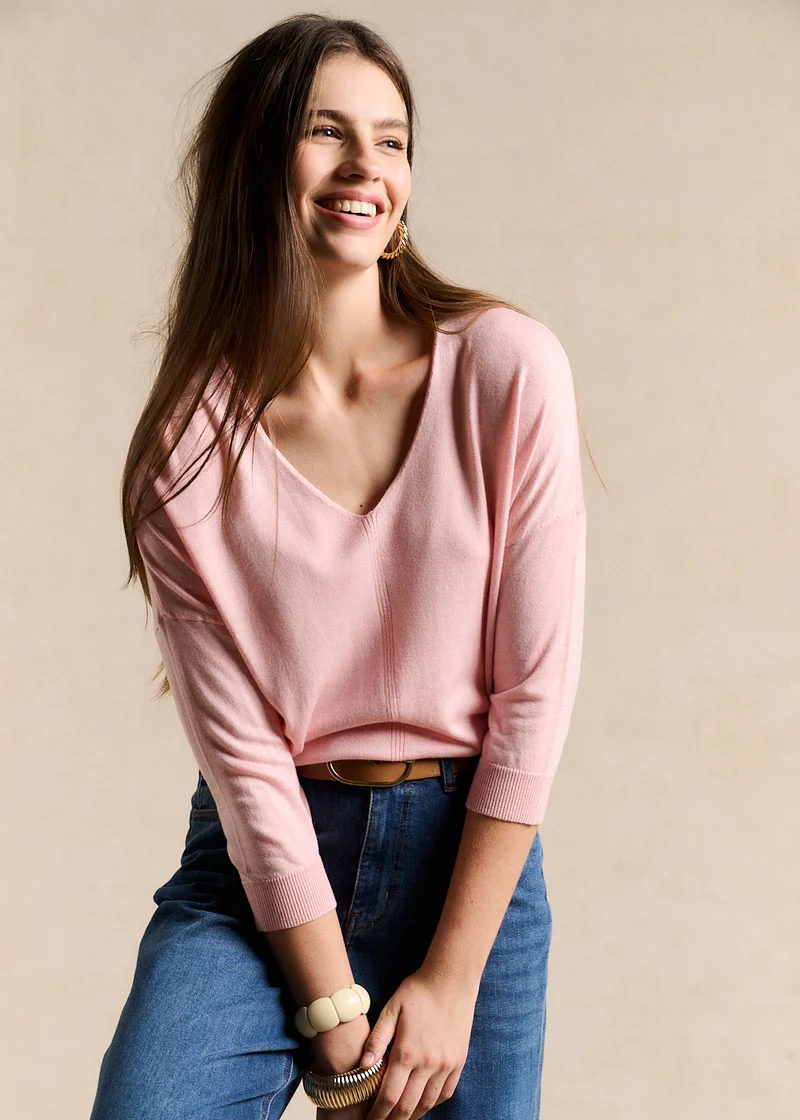 Pull col V oversize avec manches mi-longues