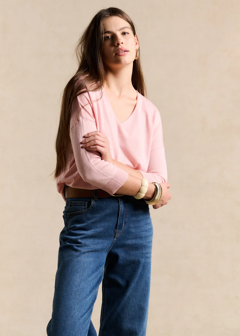 Pull col V oversize avec manches mi-longues