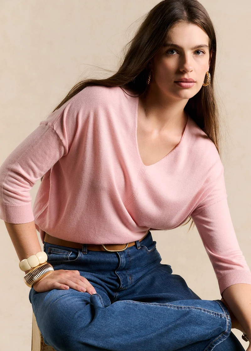 Pull col V oversize avec manches mi-longues