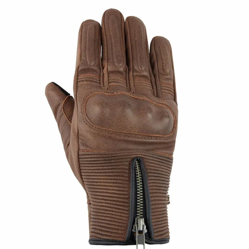 Gants Moto Cuir Vintage Mi-Saison Homme Marron Vieilli – Coque CE 1KP