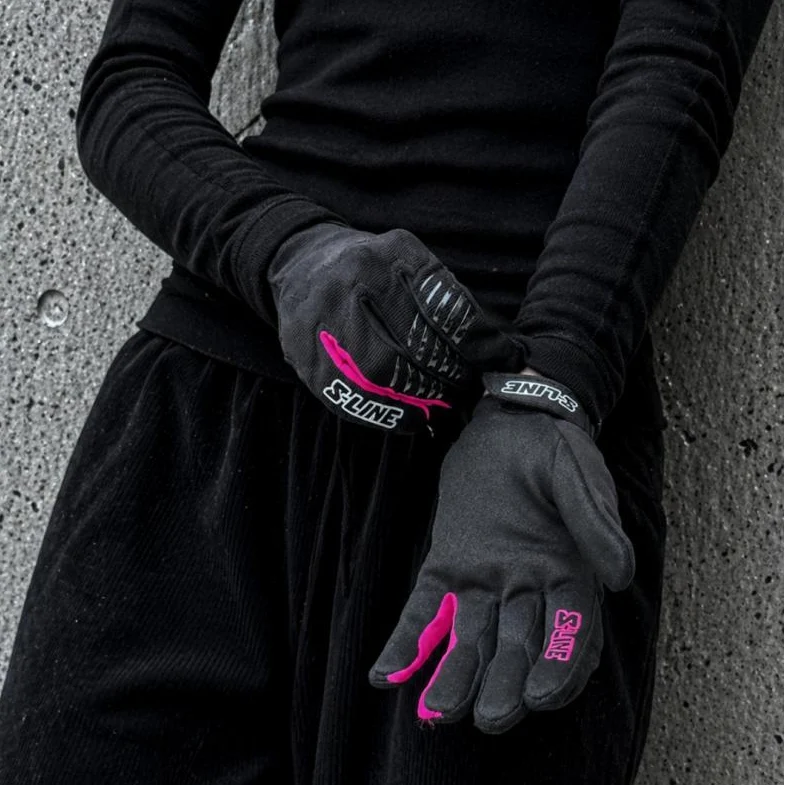 Gants Moto Femme Rose S-Line BURN — Courts Été, Doigts Tactiles, CE KP1