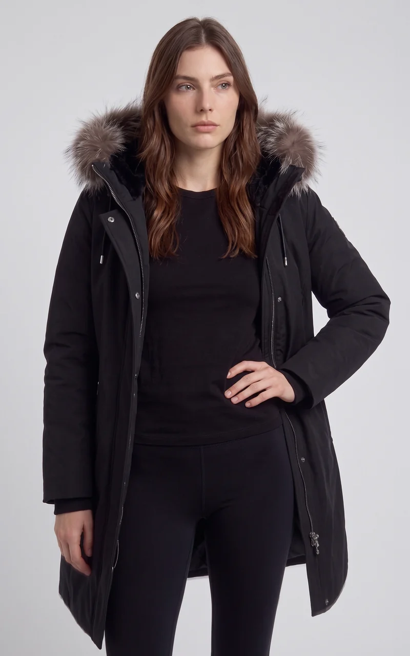 Manteau 2-en-1 en duvet et fourrure SHILOH-XZ noir