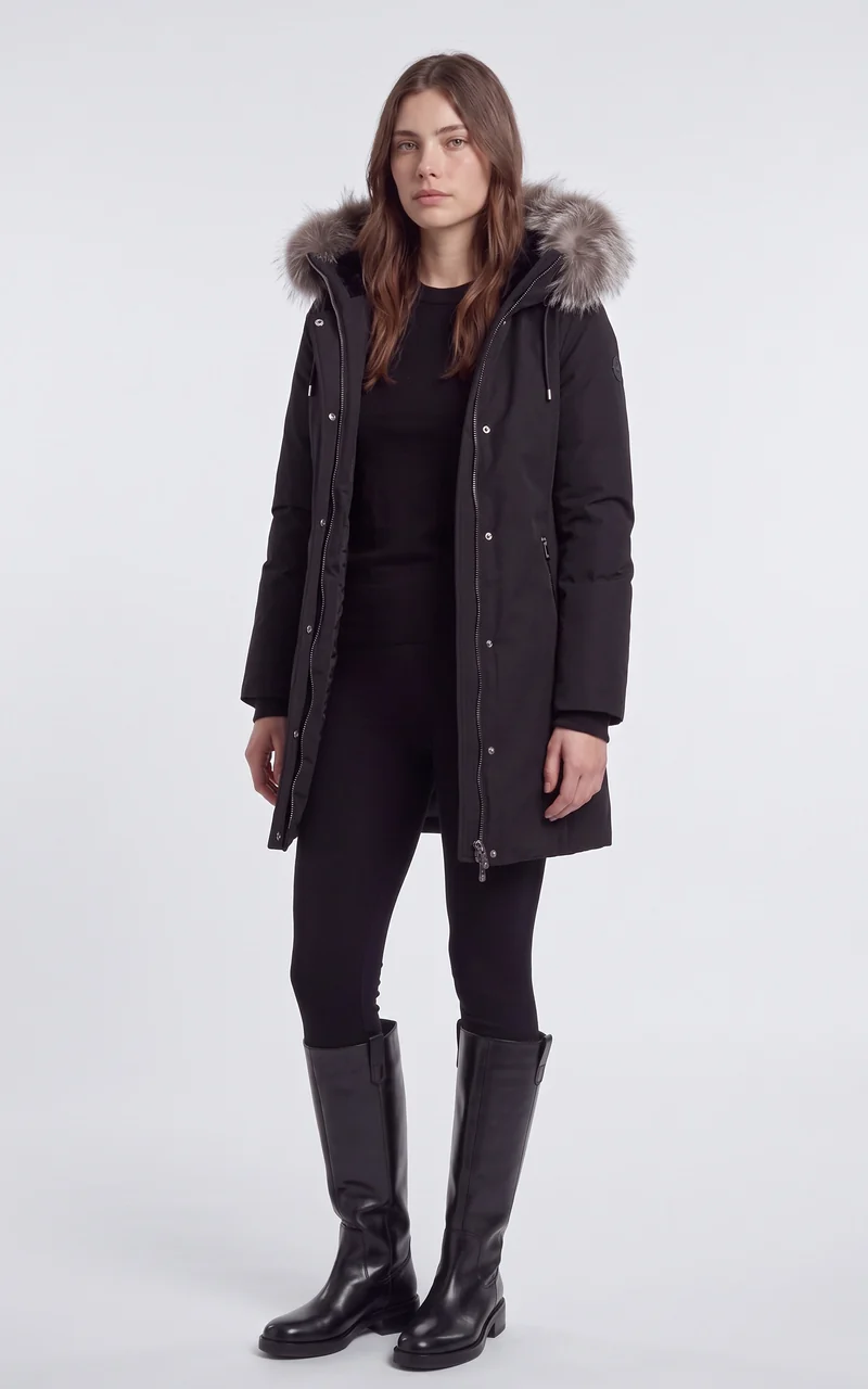 Manteau 2-en-1 en duvet et fourrure SHILOH-XZ noir