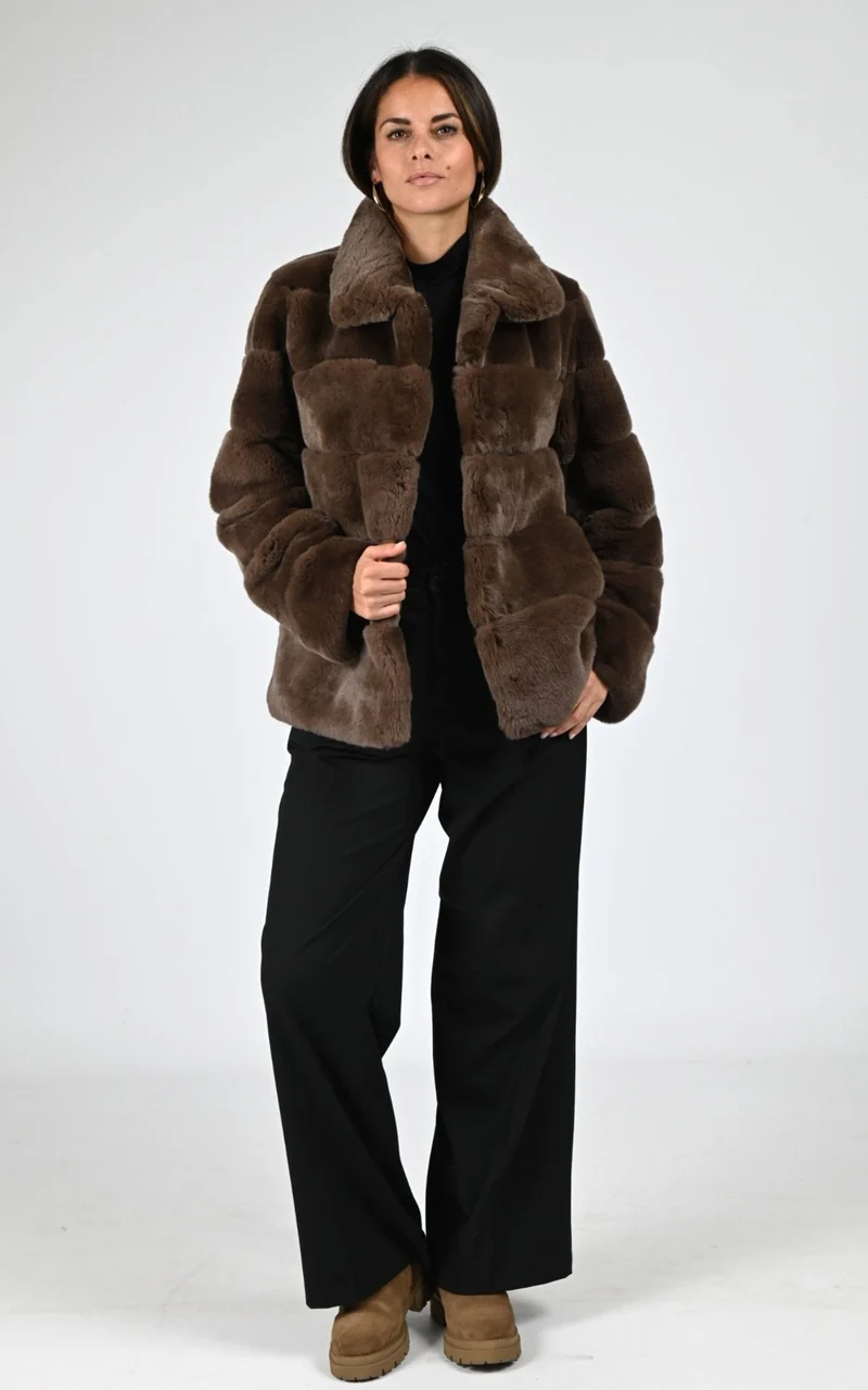 Veste en fourrure de lapin Rex marron