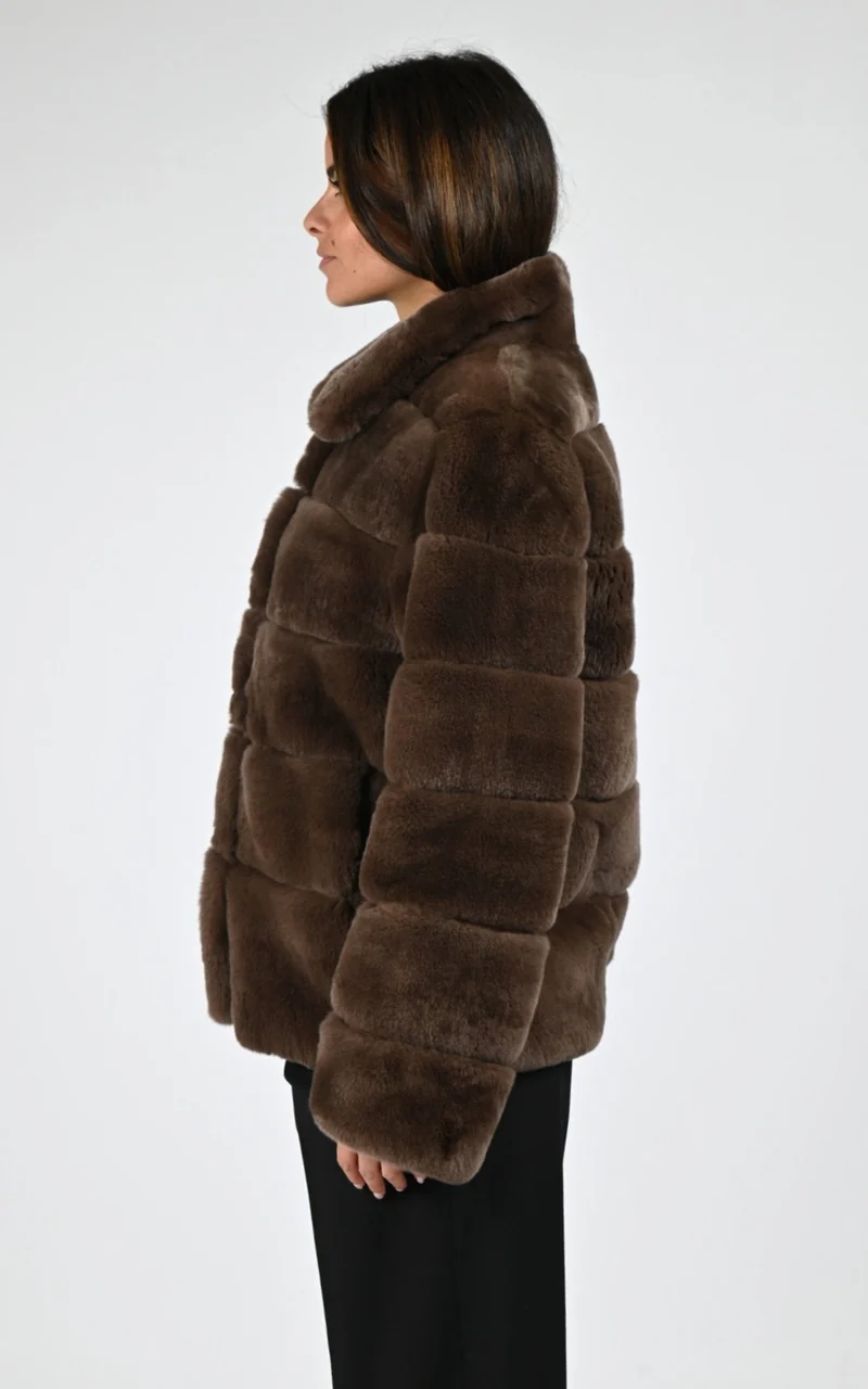 Veste en fourrure de lapin Rex marron