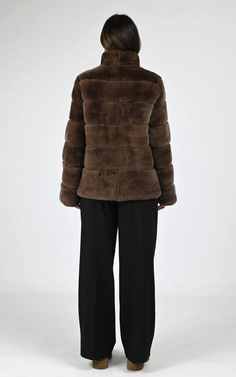 Veste en fourrure de lapin Rex marron