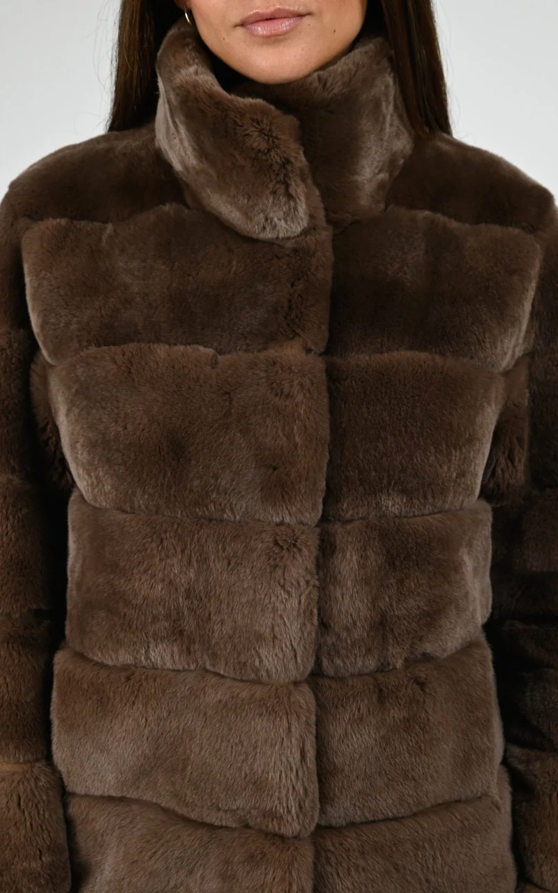 Veste en fourrure de lapin Rex marron