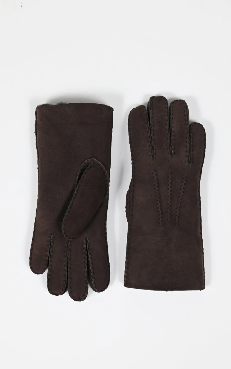Gants en agneau mérinos mixte marron
