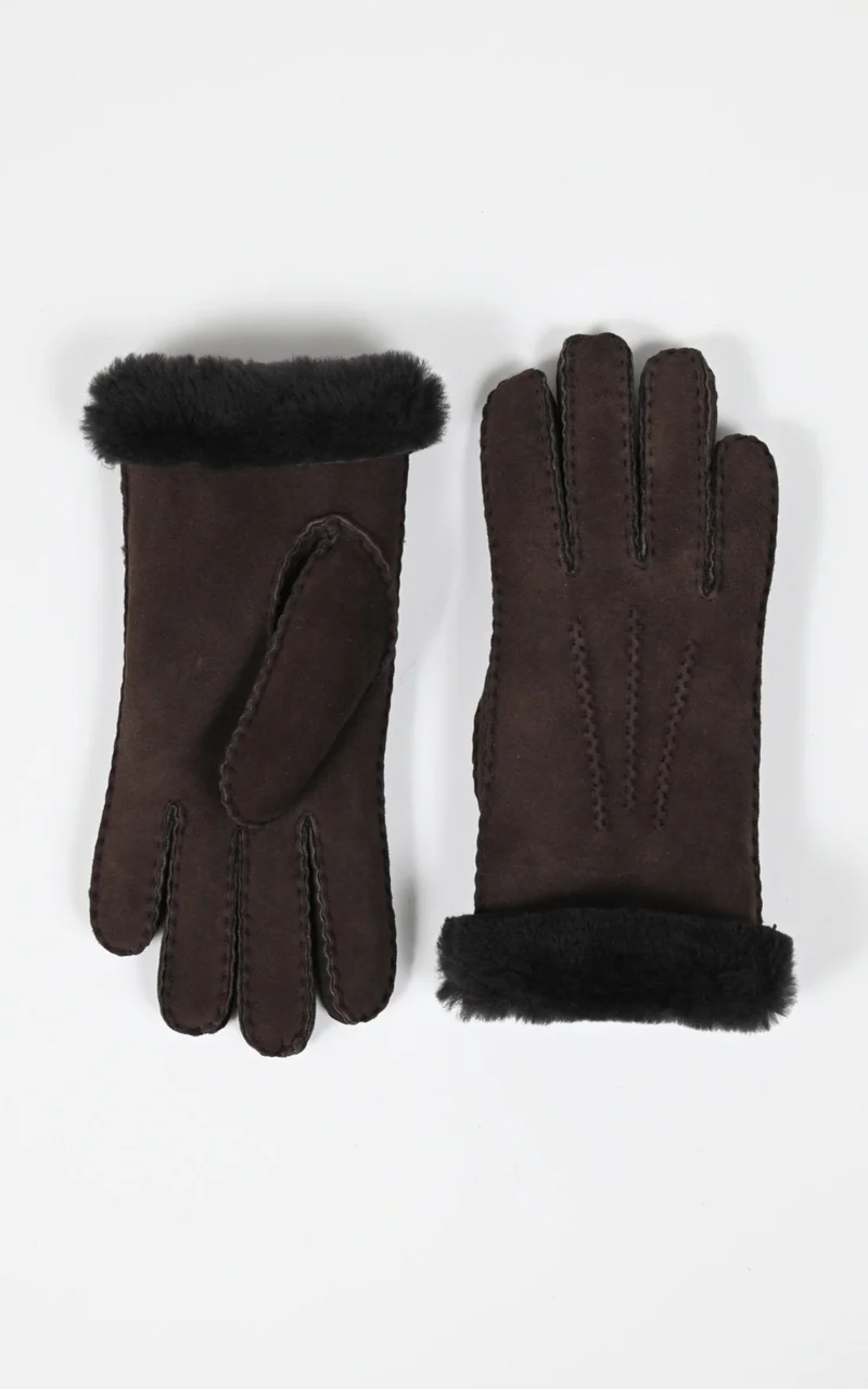 Gants en agneau mérinos mixte marron