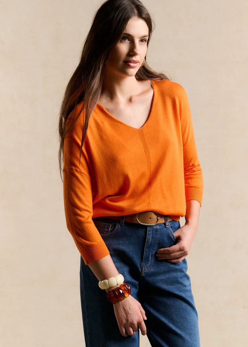 Pull col V oversize avec manches mi-longues
