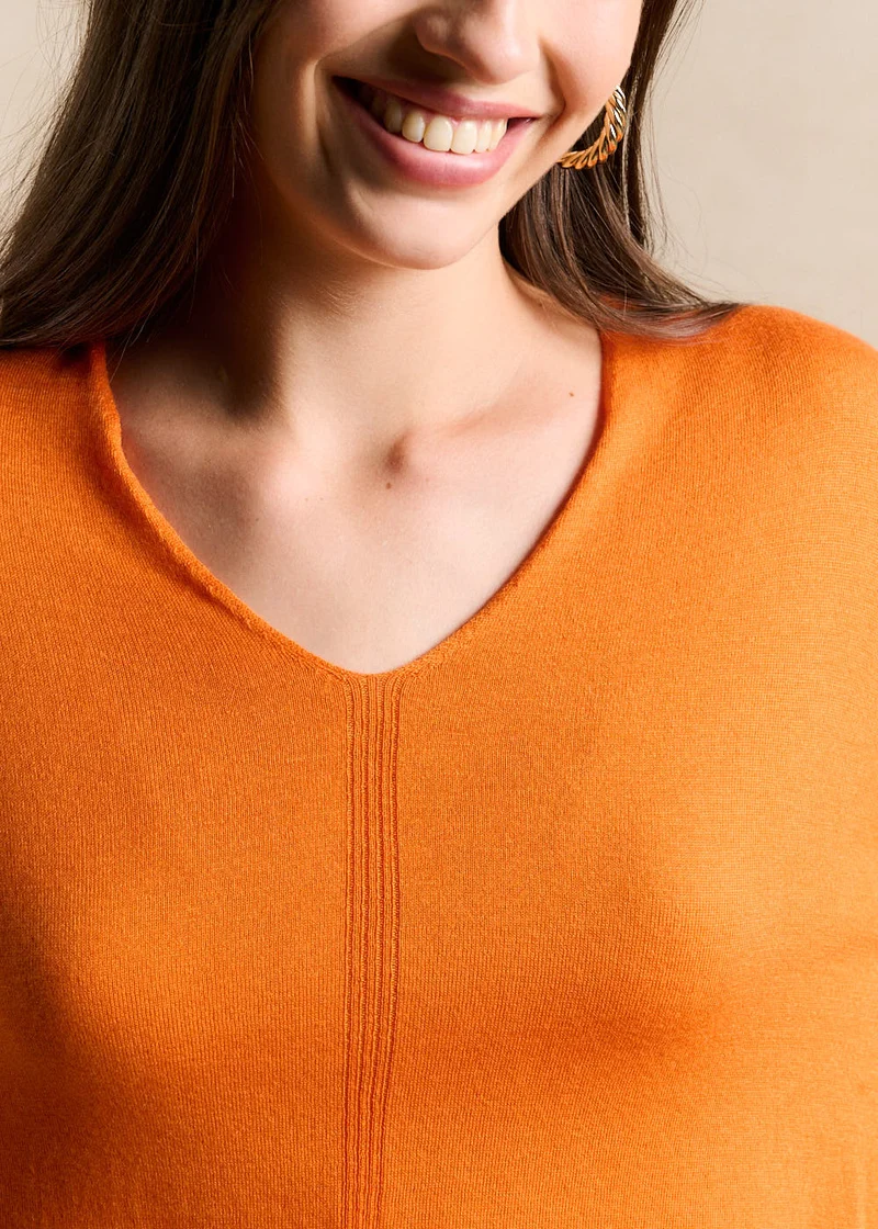 Pull col V oversize avec manches mi-longues