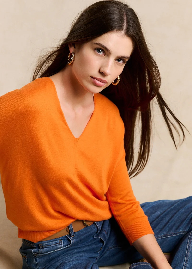 Pull col V oversize avec manches mi-longues
