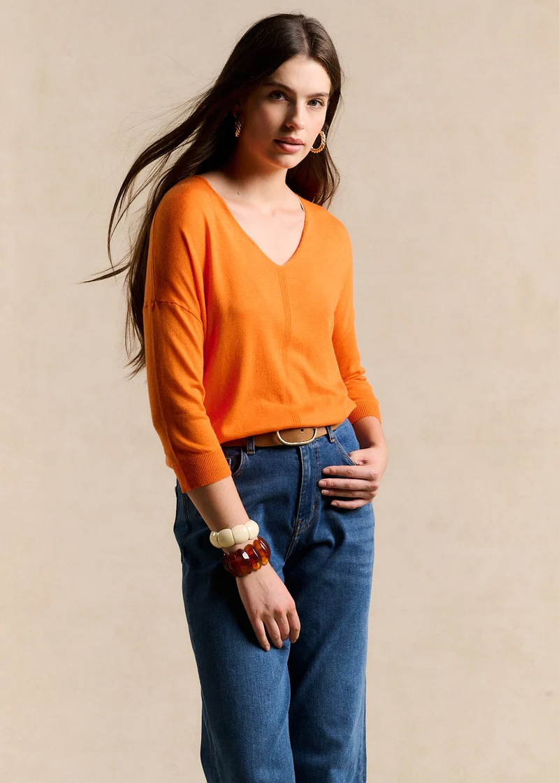 Pull col V oversize avec manches mi-longues