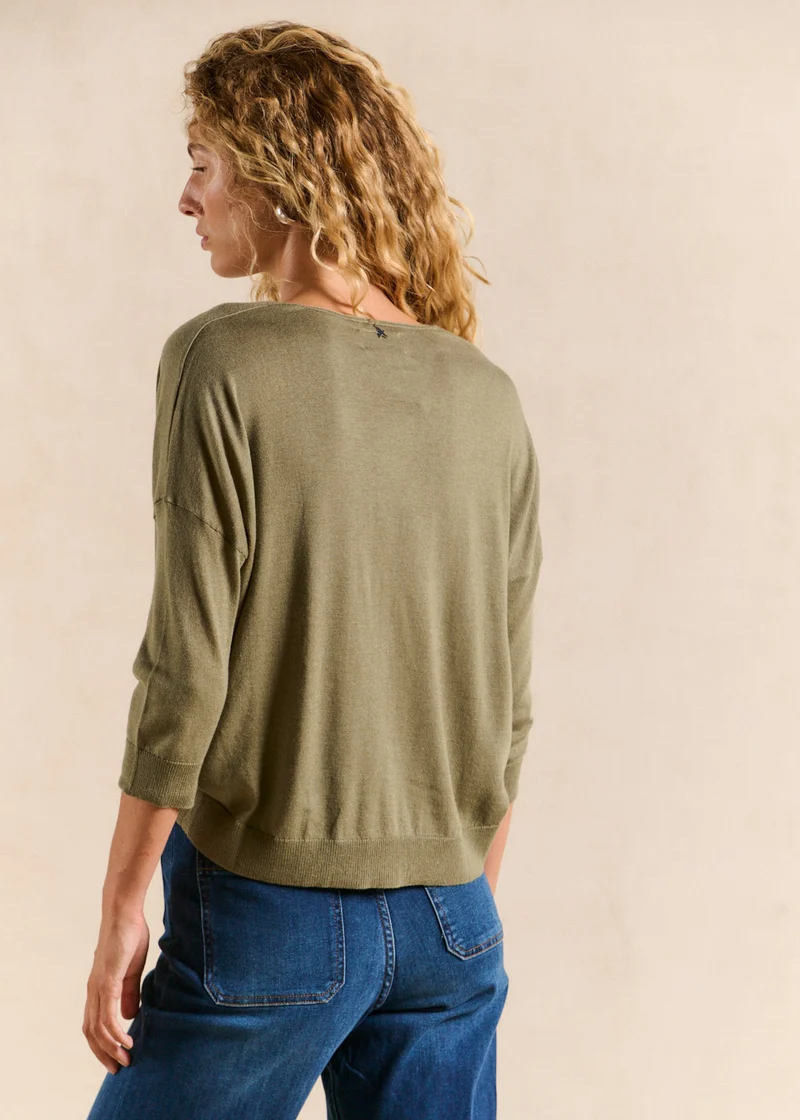 Pull col V oversize avec manches mi-longues
