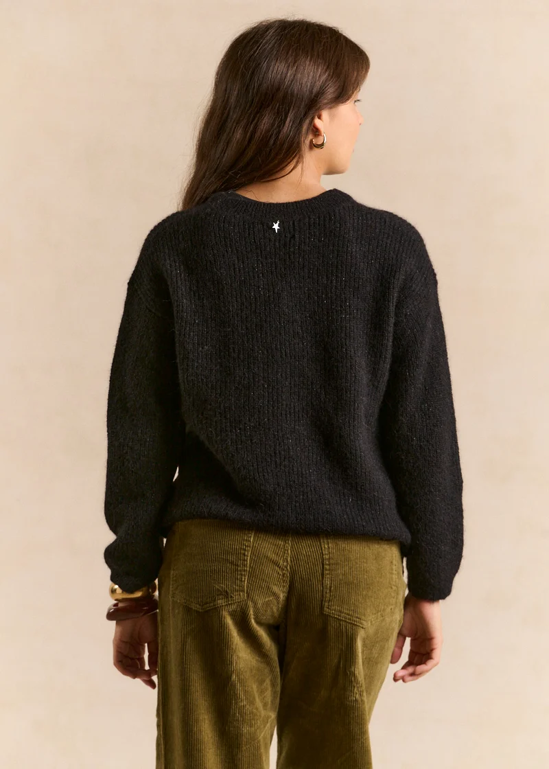 Pull scintillant col en V