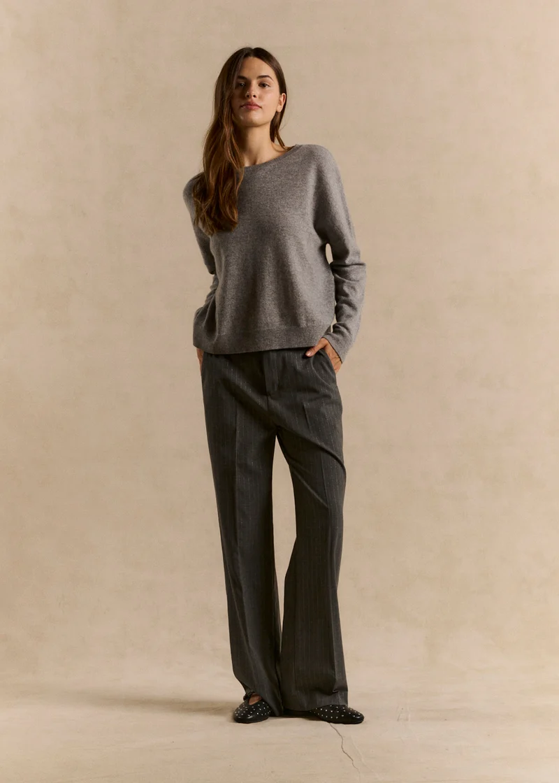 Pantalon tailleur taille haute plissé
