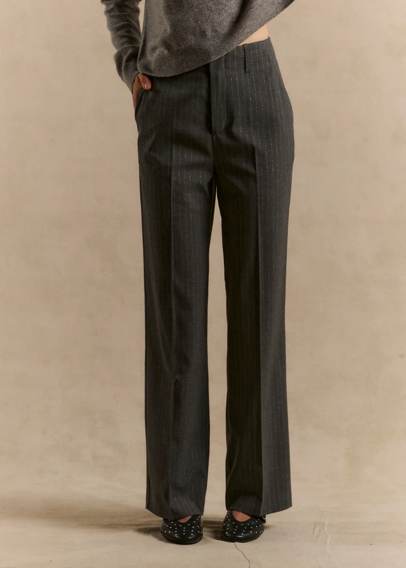 Pantalon tailleur taille haute plissé