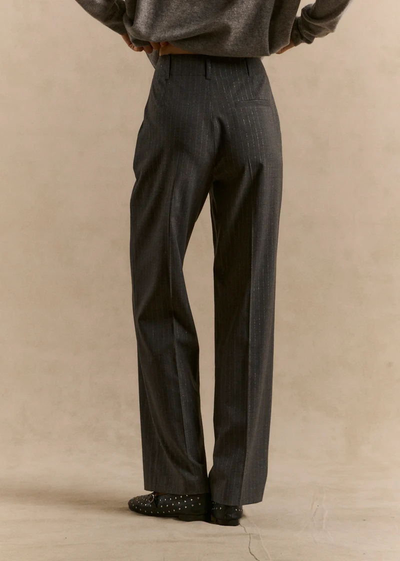 Pantalon tailleur taille haute plissé