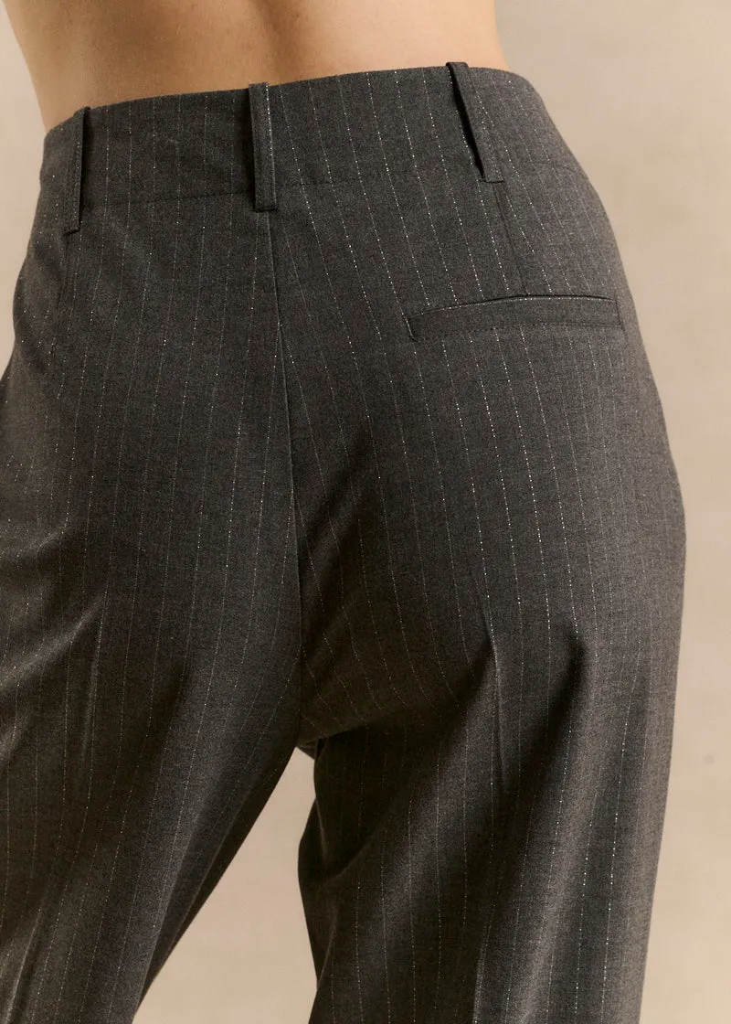 Pantalon tailleur taille haute plissé