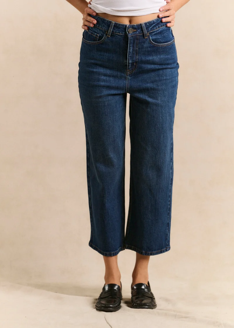 Jean taille haute coupe large 7/8