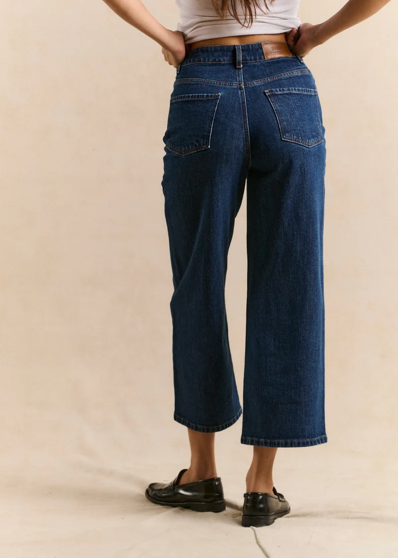 Jean taille haute coupe large 7/8