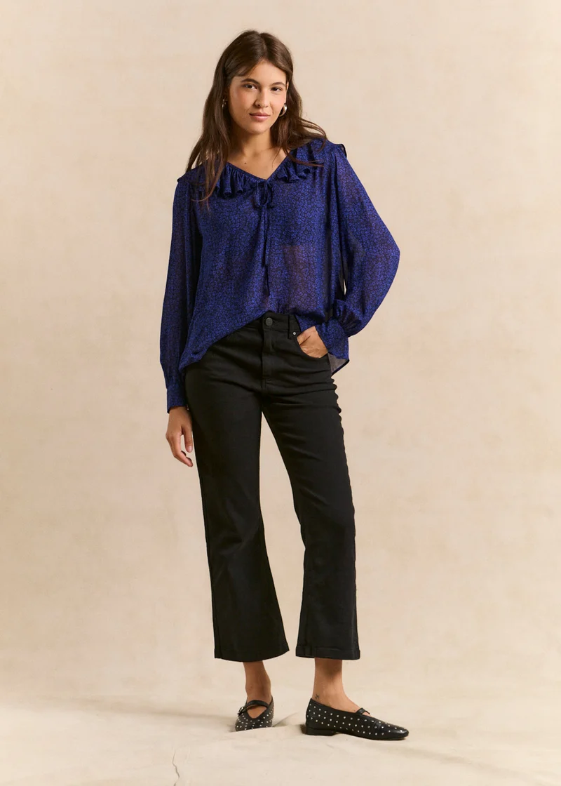 Jean flare court en denim noir