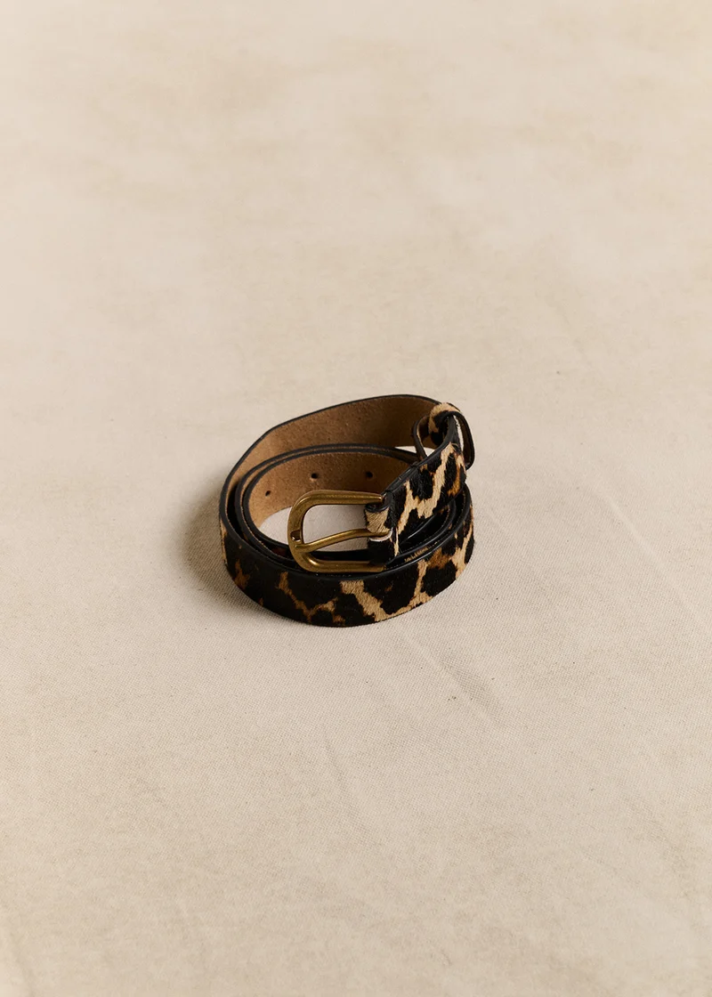 Ceinture cuir motif léopard